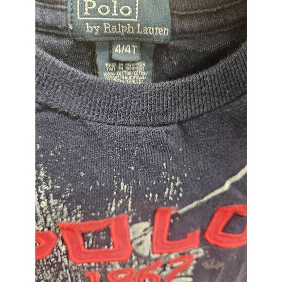 POLO Ralph Lauren POLO 1967 SpellOut Tee T-Shirt Kids Youth Boys Size 4T NAVY - Picture 3 of 3